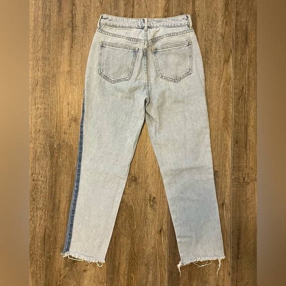 PacSun Two Toned‎ Mom Jeans Blue Colorblock Boho Retro Y2K Frayed Womens Sz 24 - Picture 7 of 8
